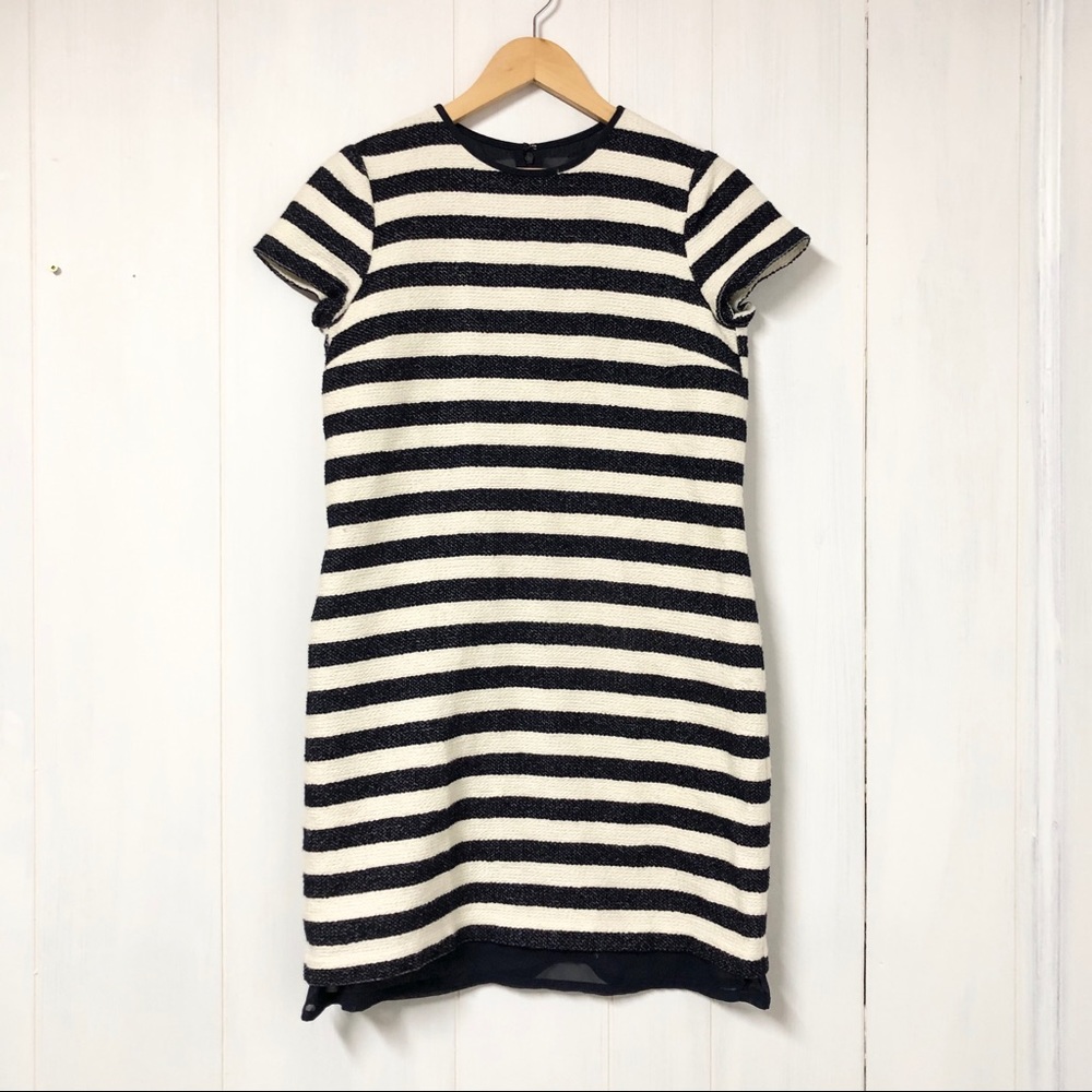 Esprit Navy and Cream Knit Dress with Sheer Trim
